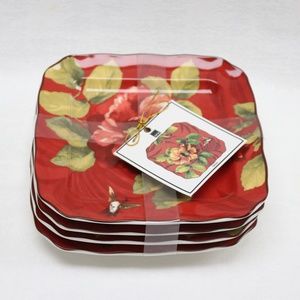 222 FIFTH BELIZE SQUARE APPETIZER PLATES - 4PC - NEW